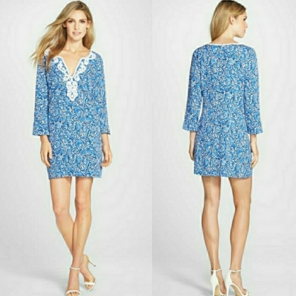 Lilly Pulitzer  Julianna Embroidered Blue Tunic Dress Size XS